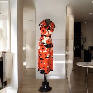Vintage Tori Of Honolulu, Sleeveless Maxi Dress ,Orange,black,White Floral